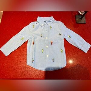 NWT! Janie and Jack Light Blue Nutcracker Embroidered Shirt. Size 12-18 Mo.